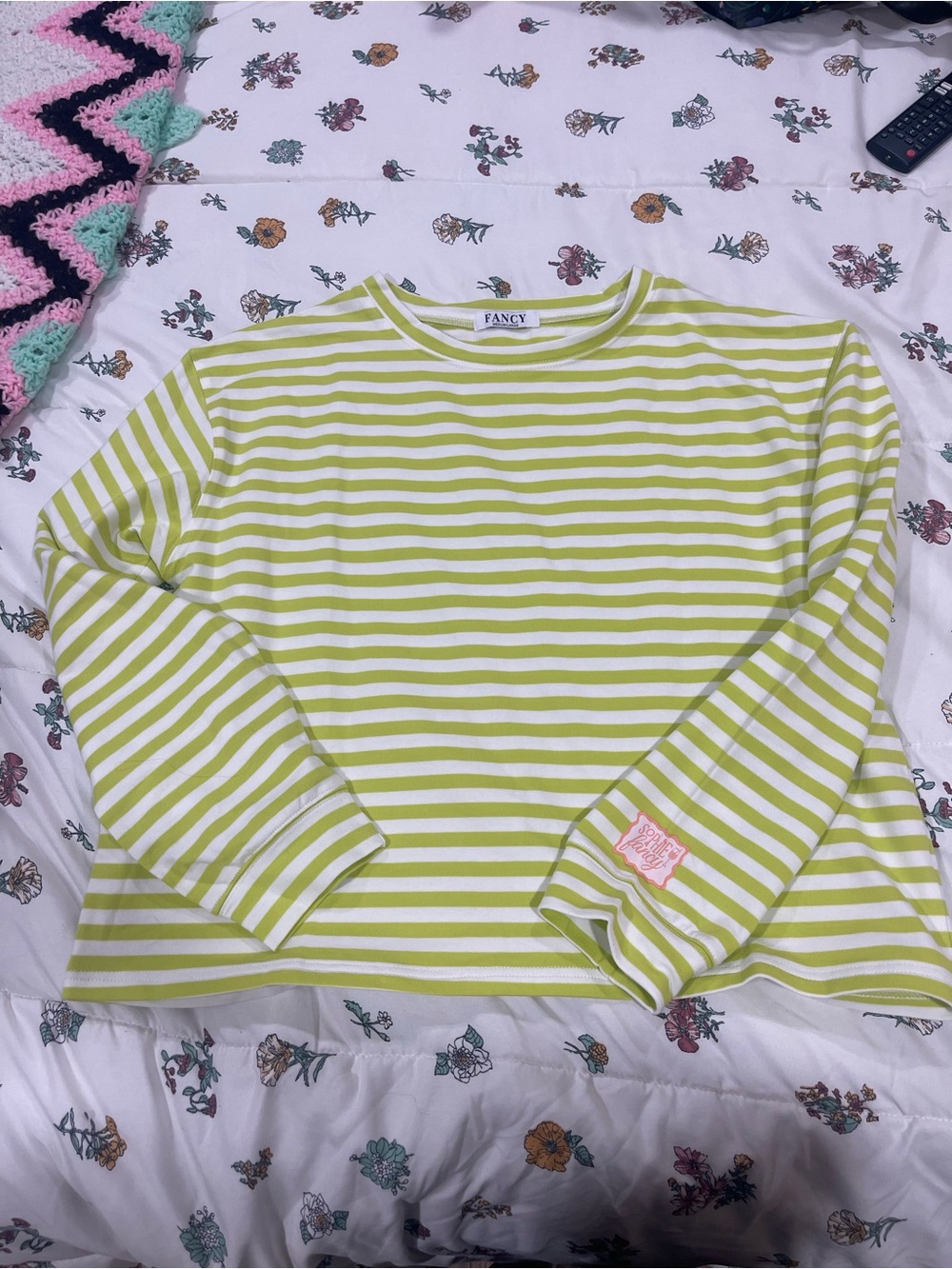 Sophie fancy Lime & White Striped Long-Sleeve Top